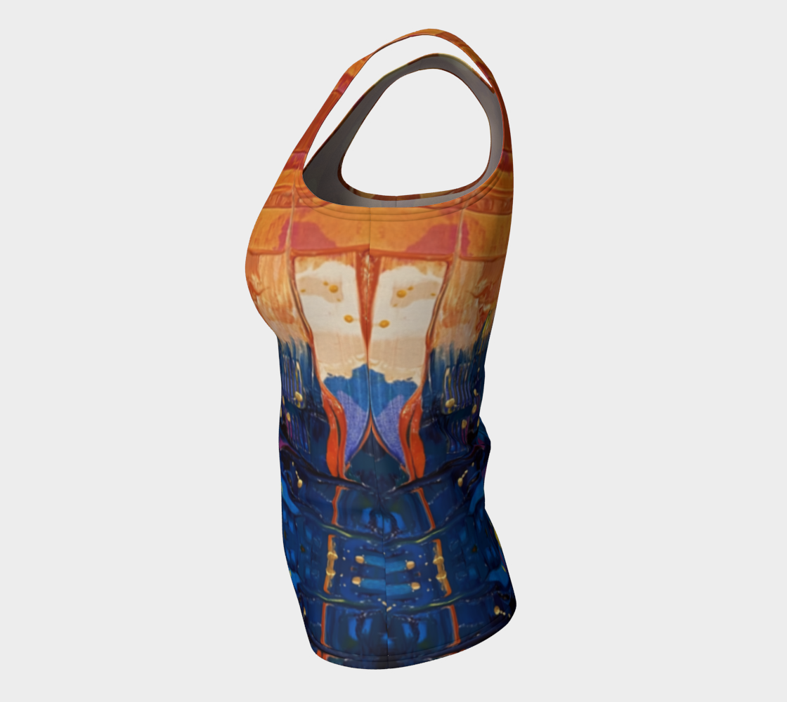 "Chantry Island Sunrise" Fitted Tank  ( Blue, Orange)