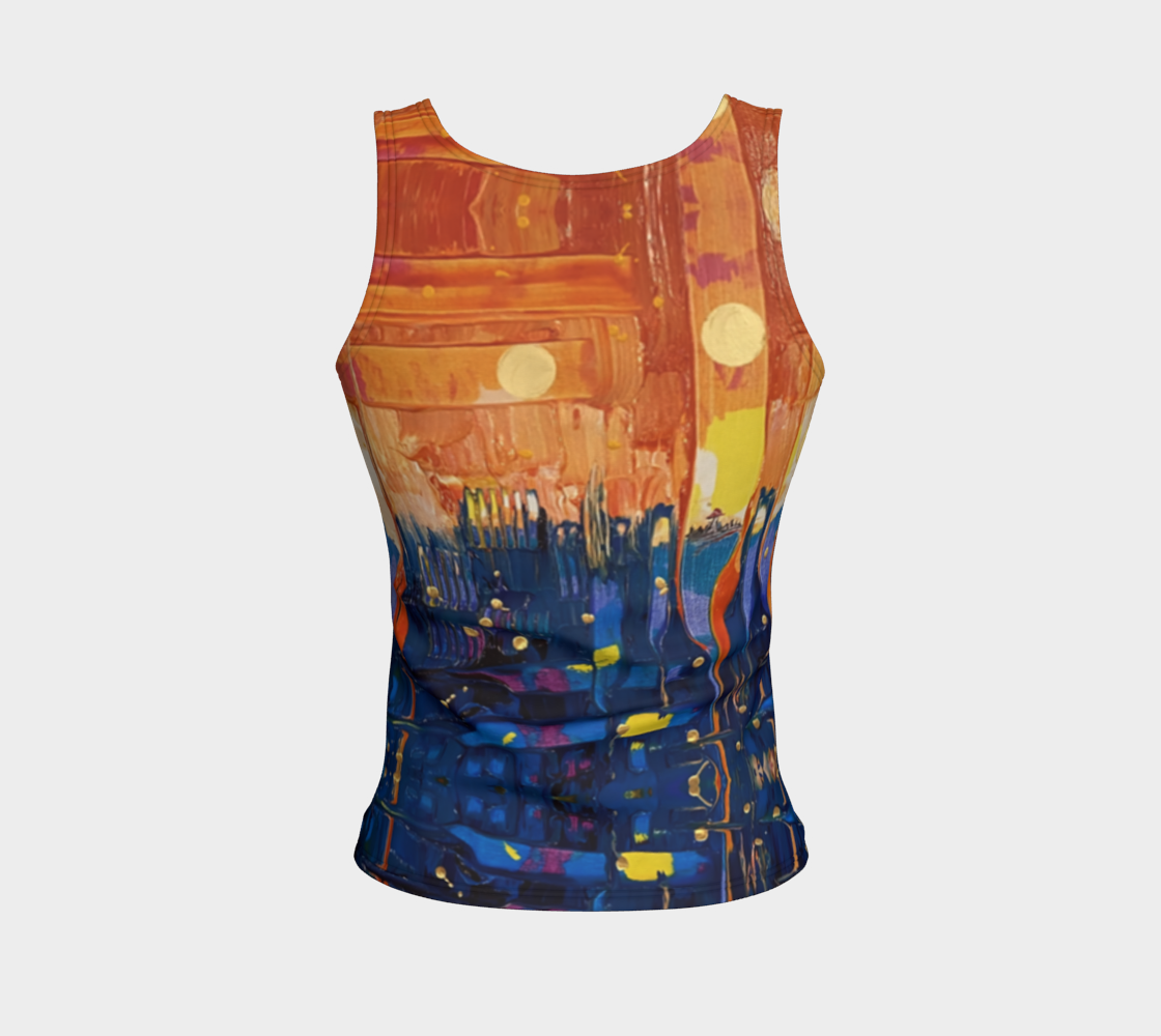 "Chantry Island Sunrise" Fitted Tank  ( Blue, Orange)