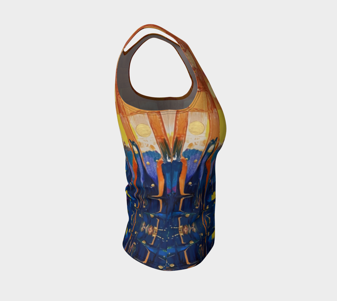 "Chantry Island Sunrise" Fitted Tank  ( Blue, Orange)