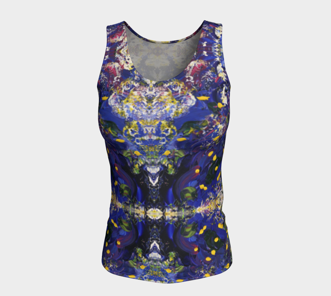 "Spring Flowers" Fitted Tank Top LONG (Purple and Yellow)