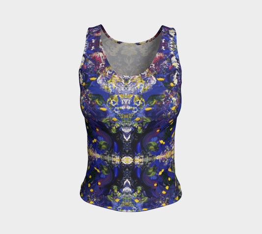 "Spring Flowers" Fitted Tank Top (Purple and Yellow)