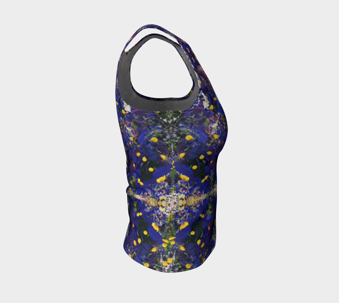 "Spring Flowers" Fitted Tank Top (Purple and Yellow)