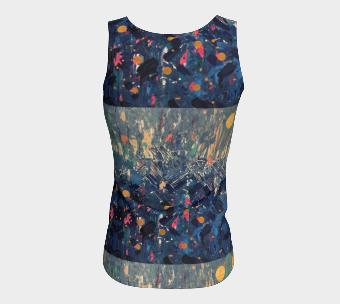 "Blue Mountain" Fitted Tank Top ( Blue, Pink)