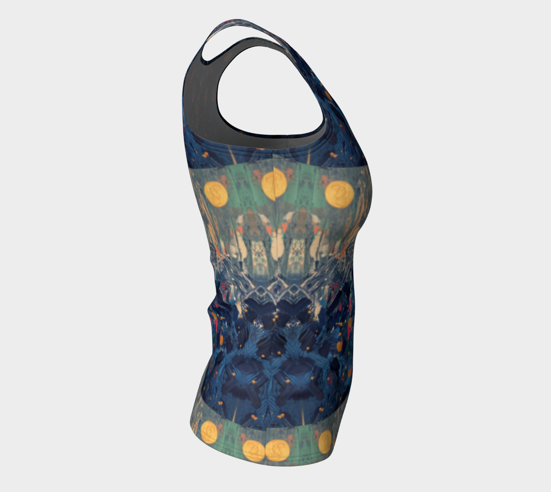 "Blue Mountain" Fitted Tank Top ( Blue, Pink)