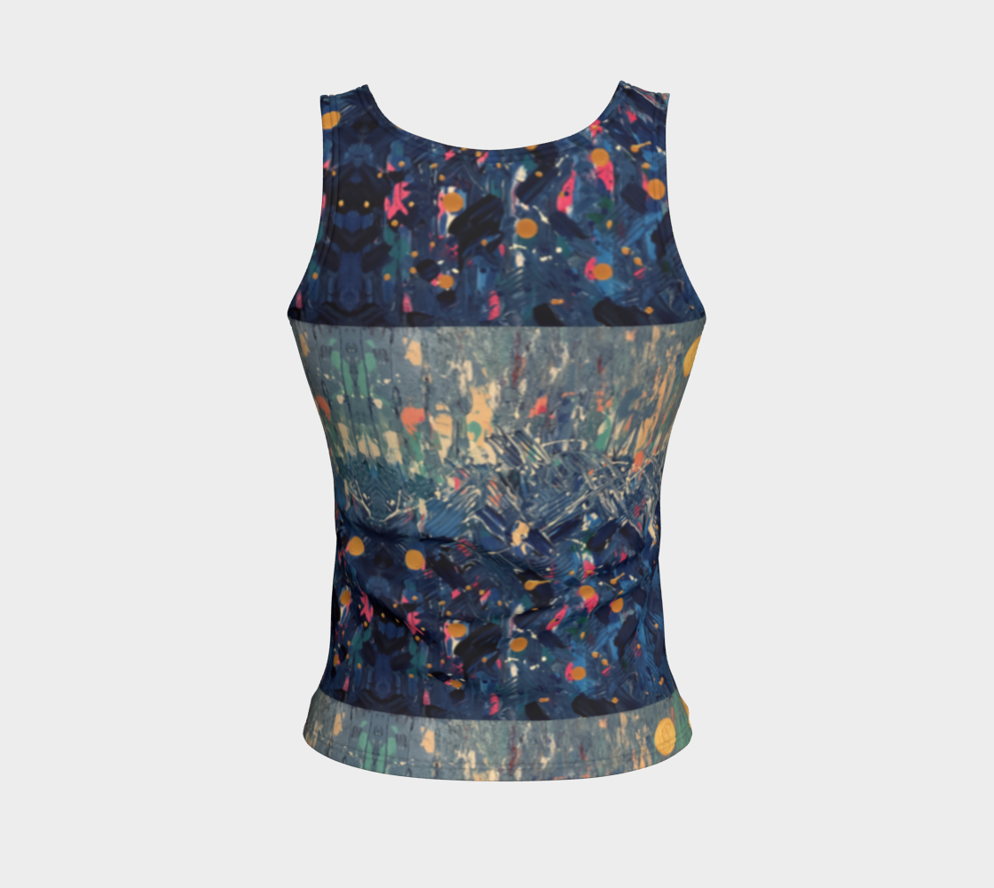 "Blue Mountain" Fitted Tank Top ( Blue, Pink)