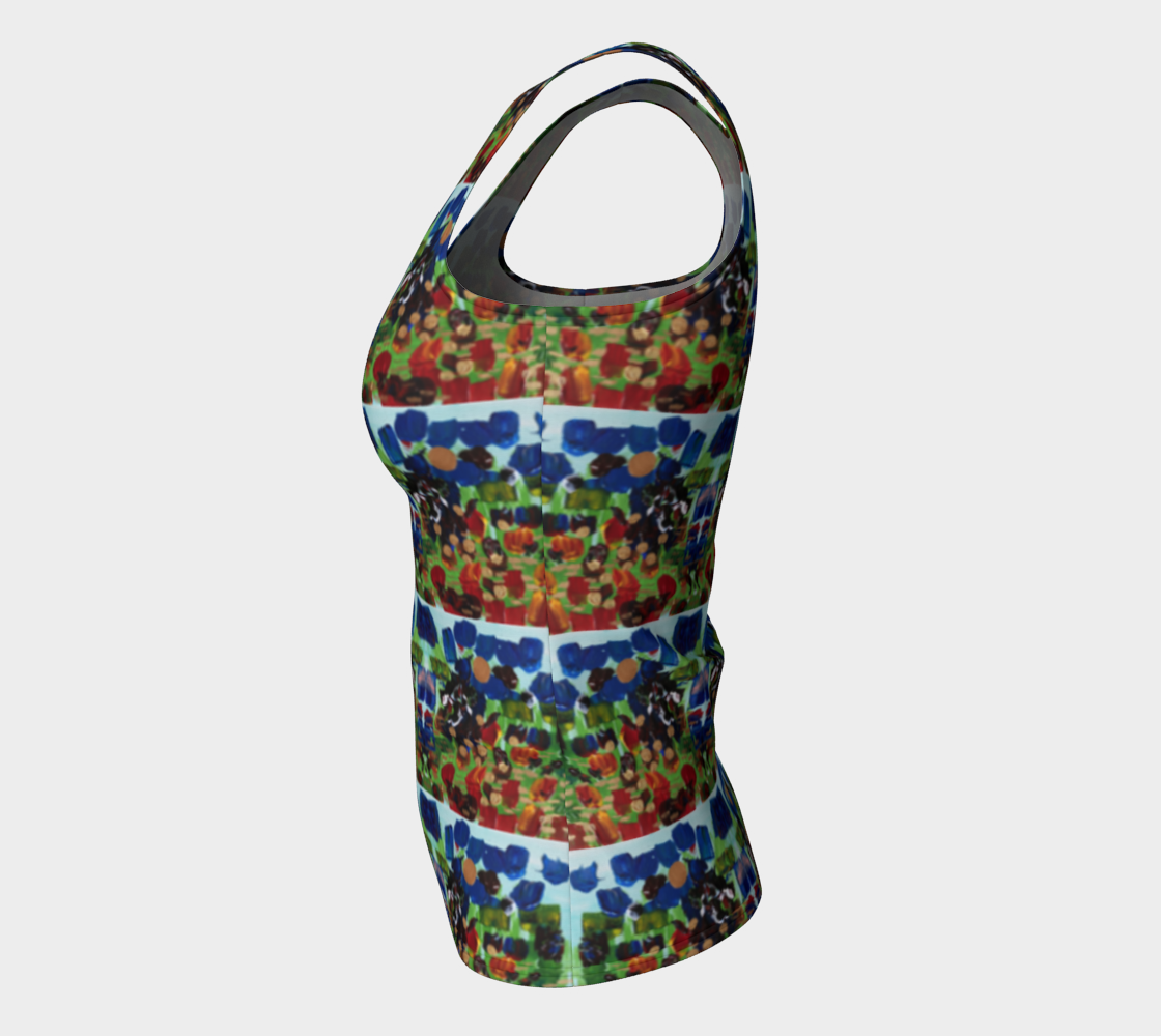"Fall Garden" Fitted Tank Top ( Blue, Green, Red)