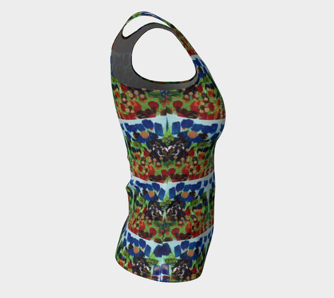 "Fall Garden" Fitted Tank Top ( Blue, Green, Red)