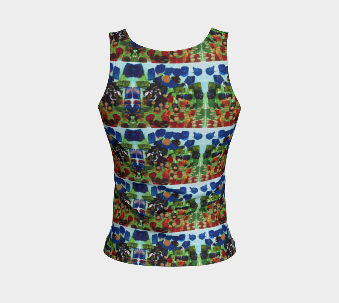 "Fall Garden" Fitted Tank Top ( Blue, Green, Red)