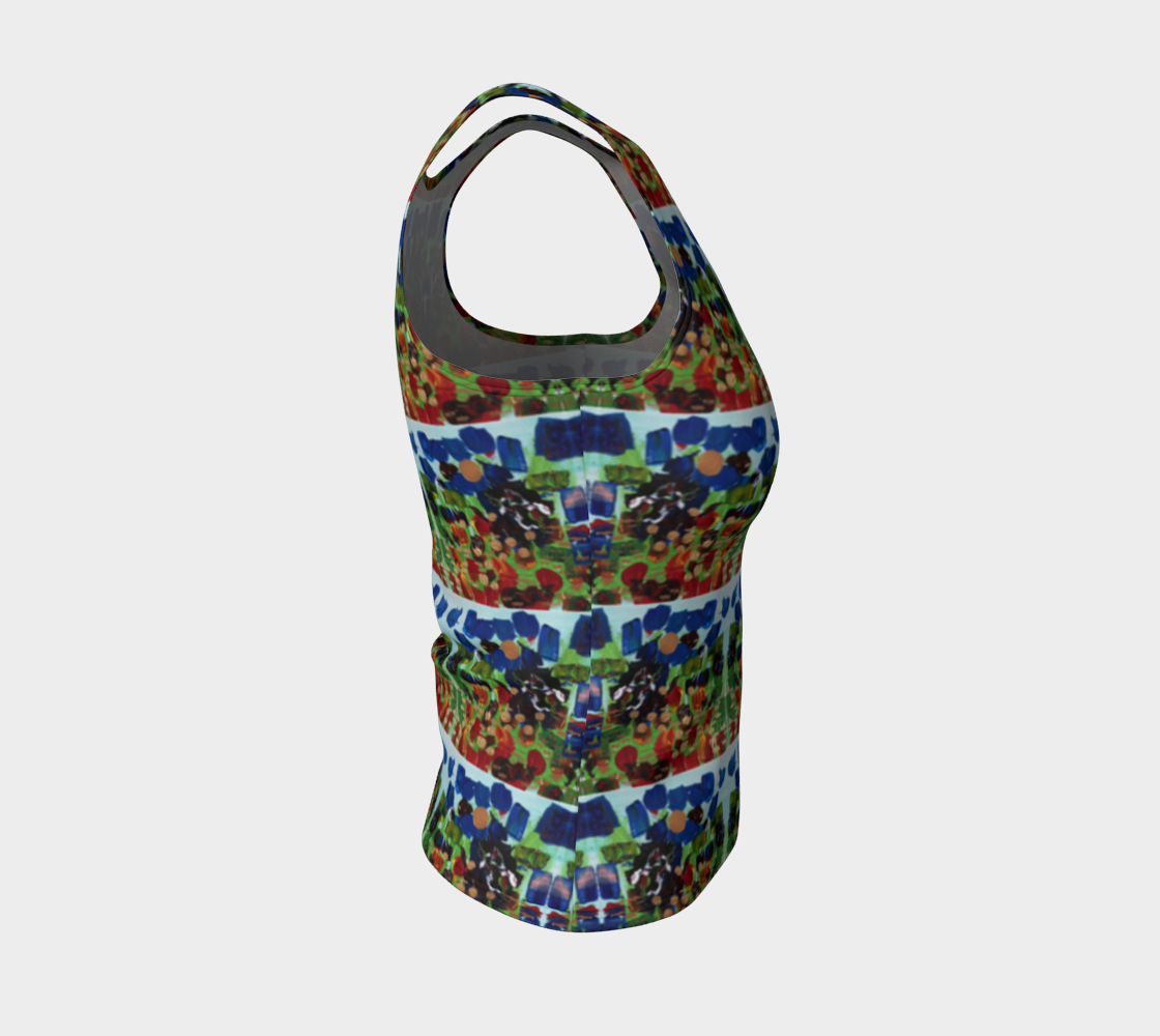 "Fall Garden" Fitted Tank Top ( Blue, Green, Red)