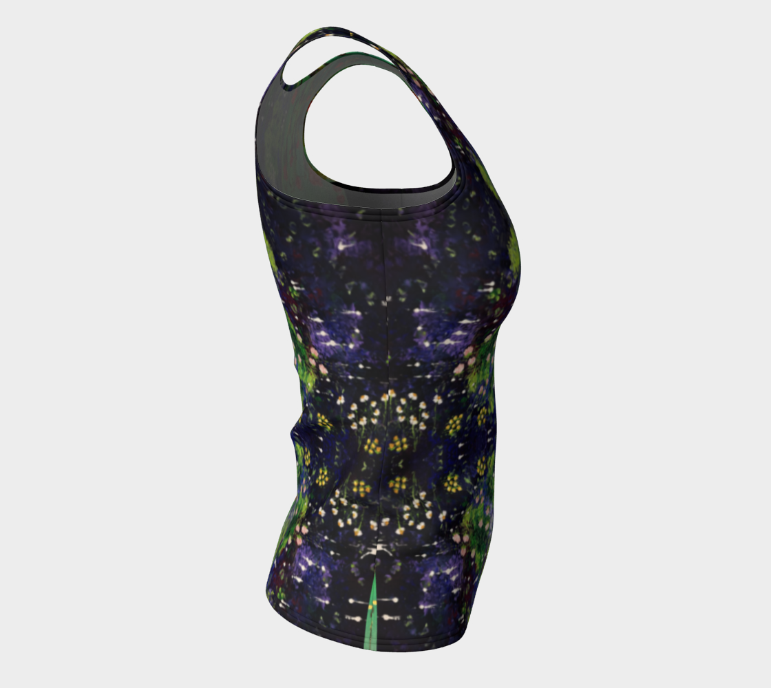 "Monty's Marsh in Summer" Fitted Tank ( Green, Purple)