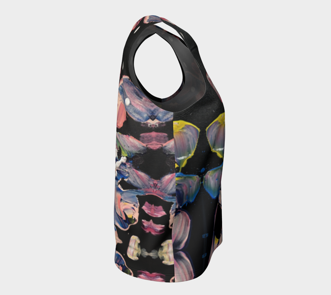 “Grace in Orchid Petals” Loose Tank Top (Black, Pink)