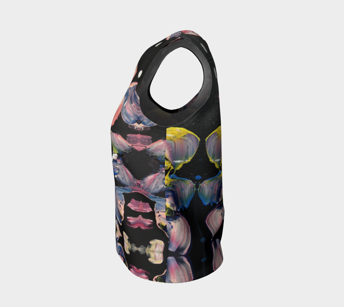 “Grace in Orchid Petals” Loose Tank Top (Black, Pink)